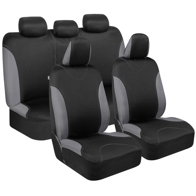 BDK UltraSleek Gray Seat Covers for Cars, Two-Tone Front Seat Covers ...