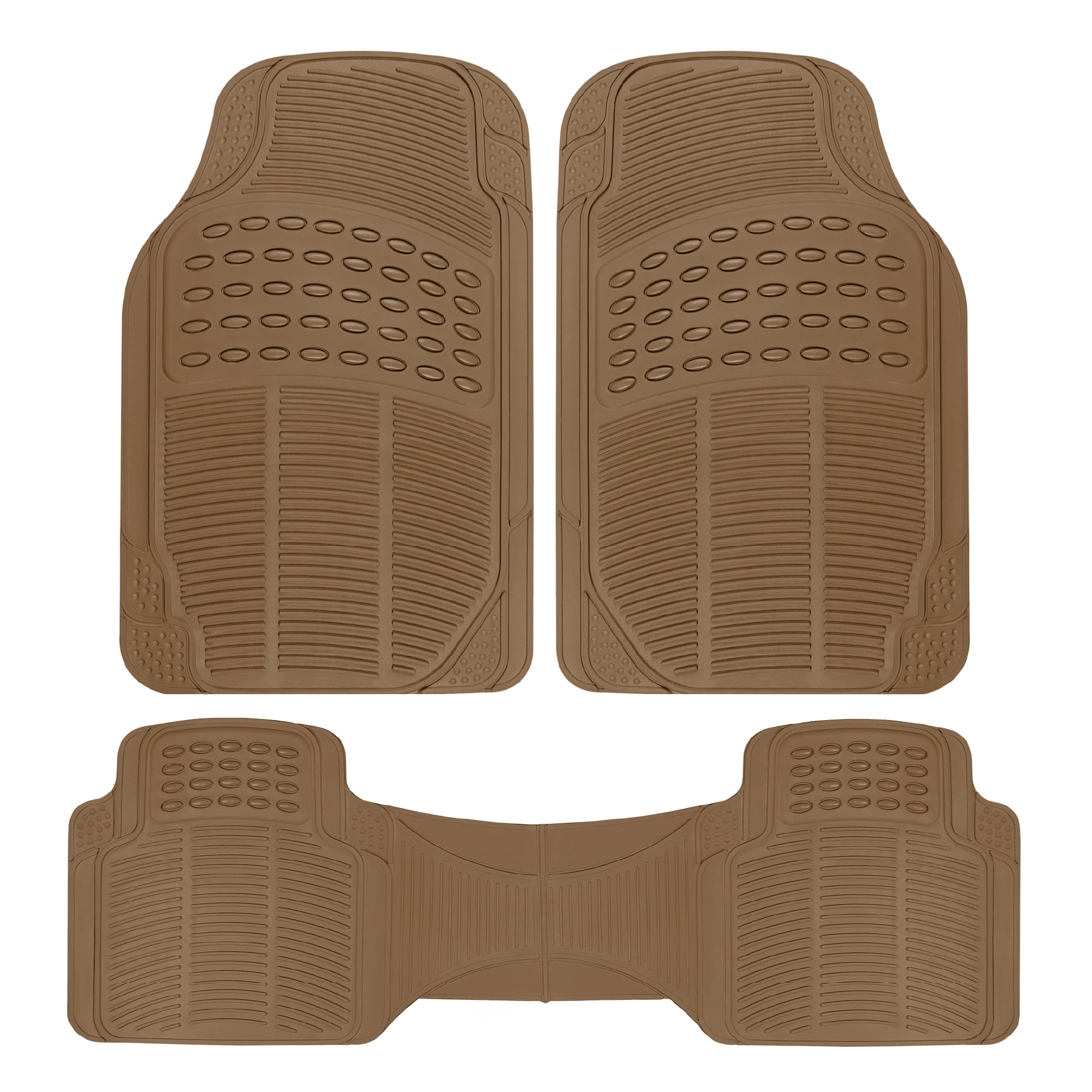 BDK Universal Fit 3-Piece Heavy Duty Rubber Floor Mat Set - (Beige ...