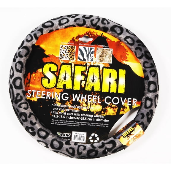 BDK Universal Fit Steering Wheel Cover - (Leopard Gray)