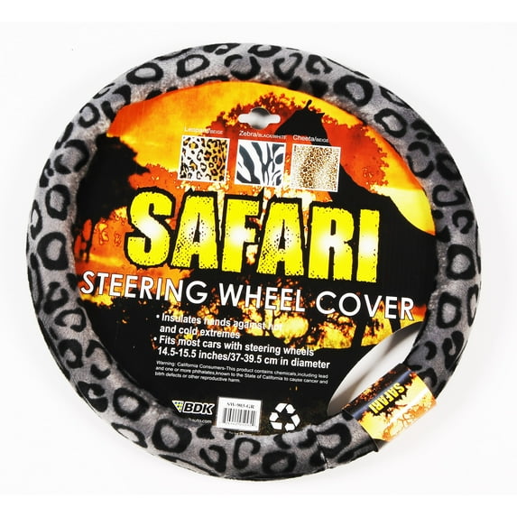 BDK Universal Fit Steering Wheel Cover - (Leopard Gray)