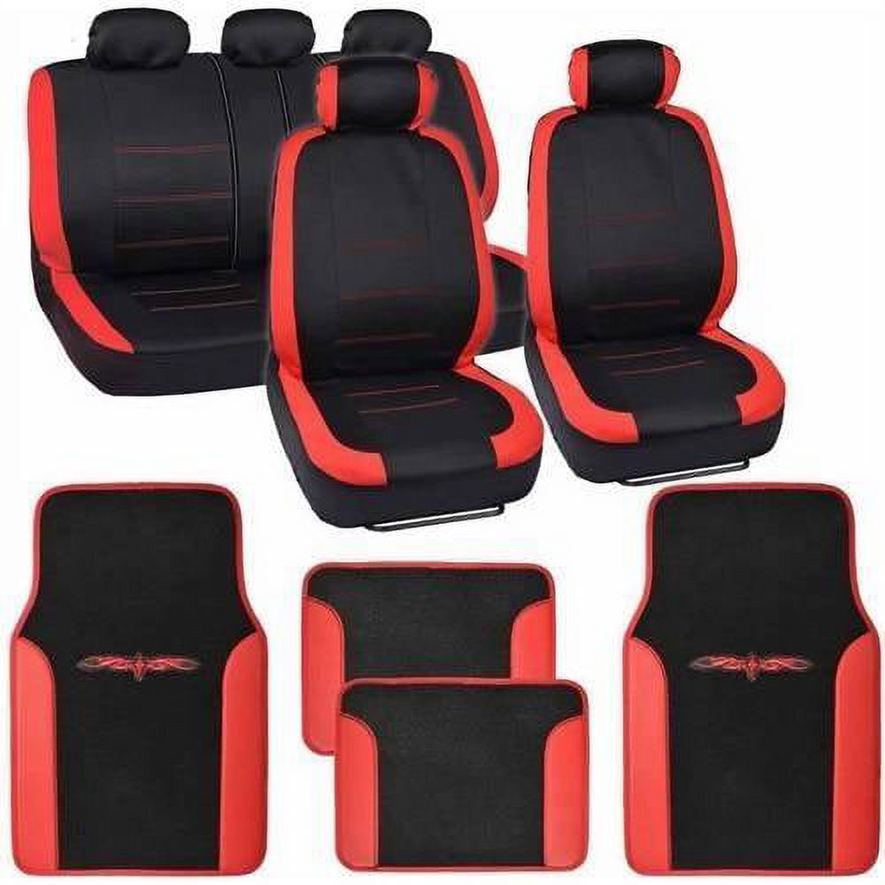 BDK Venice Series Car Seat Covers with 4 Pieces Floor Mats, Split Bench