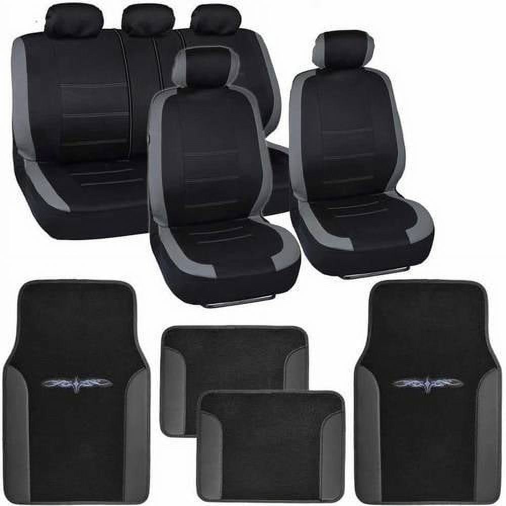 BDK Venice Series Car Seat Covers with 4 Pieces Floor Mats, Split Bench