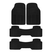 BDK All Weather Rubber Floor Mats for Cars - Fit 3 Rows Full Set, Heavy Duty Car Mats - Fit Well, Easy to Install & Clean No Slip Design - Universal SUV, Van, Car Accessories Black