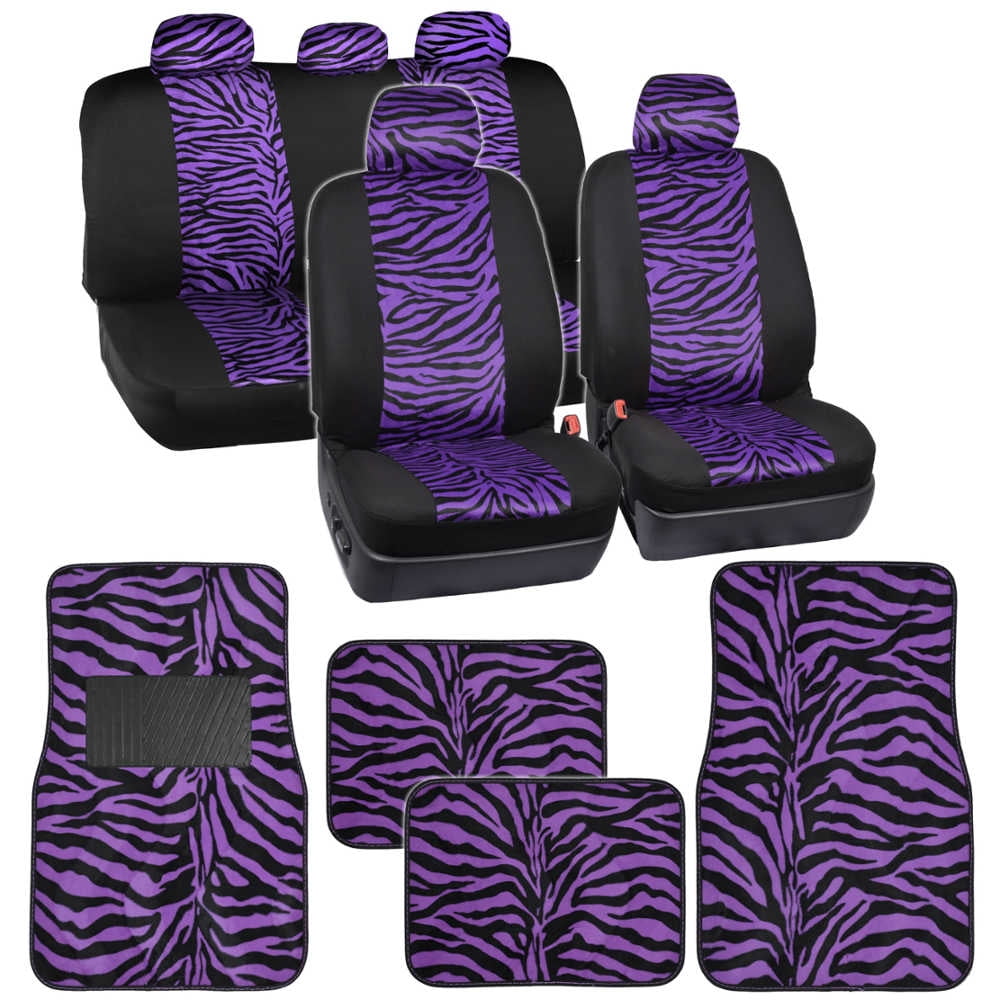 BDK Zebra Car Seat Covers with Floor Mats Animal Prints 2 Tone Split Bench Walmart