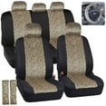 thumbnail image 1 of BDK Zebra Print Car Seat Covers Two Tone Zebra Accent on Black, 9pc, Full Set, 1 of 10