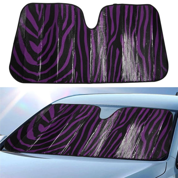 BDK Zebra Print Sun shade, Folding Accordion with Anti-Glare Windshield Shade for Car, SUV, Van