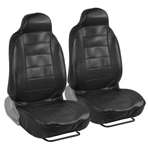 RealFeel Faux PU Leather Car Seat Covers, Front Pair, High Back Leatherette