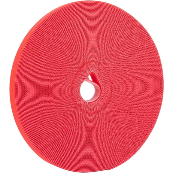 BDKWID-1/2 Inch Reusable Fastening Cable Ties Double Sided Hook and Loop Tape Cable Management Tape (Red 25Yards)