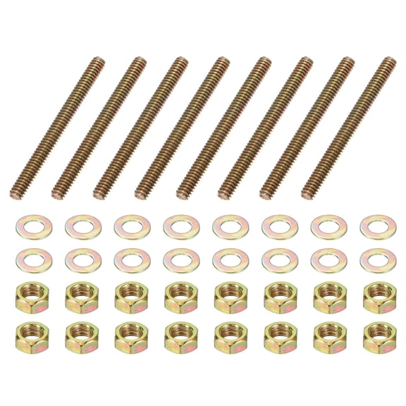 BDKWID-1/4" x 2-3/4" Color Zinc Fully All Thread Rod, 8 Pcs Carbon Steel Long Threaded Screw Stud Bolts for Furniture Garden Mounting Assembly Fastening