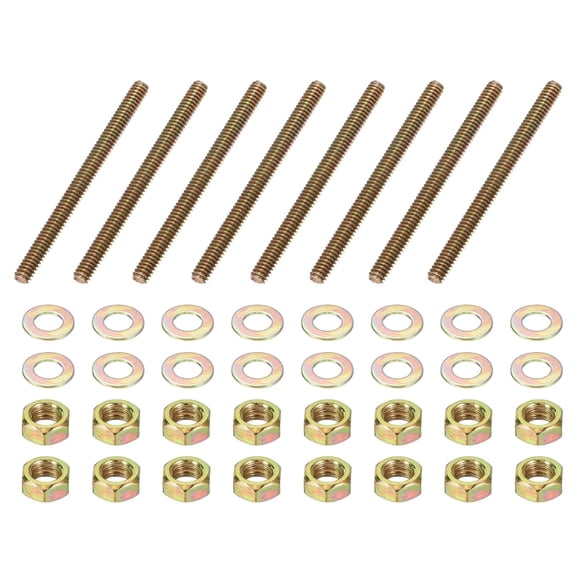 BDKWID-1/4" x 3-1/4" Color Zinc Fully All Thread Rod, 8 Pcs Carbon Steel Long Threaded Screw Stud Bolts for Furniture Garden Mounting Assembly Fastening