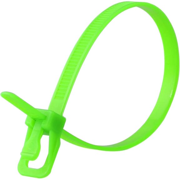 BDKWID-10-Inch Fluorescent Green Reusable Releasable Cable Ties 20 Pack, 50 lb Strength, Patented Quick-Release, Tool-Free Design for Home, Office, and Light Industrial Use