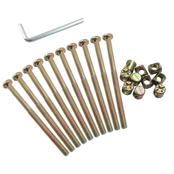 BDKWID-10 Pack M6 X 90mm Barrel Bolt Nuts, Cross Dowel Set Furniture Parts Bed Cots, Heavy Duty Connector Screws for Bunk Beds/Furniture Assembly
