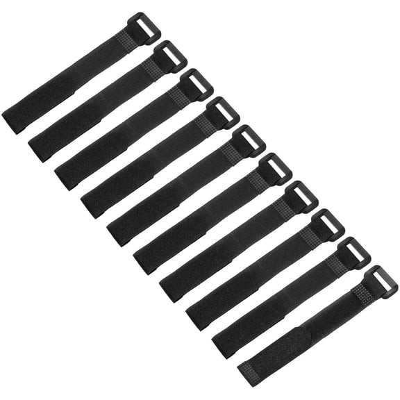 BDKWID-10 Pcs Reusable Battery Tie Down Straps, 0.6" x 8" Nylon Multipurpose Battery Hold Down Adjustable Cinch Strap Hook Loop Fastening Tie for Quadcopters FPV RC Drone Boat Car, Black