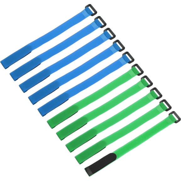 BDKWID-10 Pcs Reusable Battery Tie Down Straps, 0.8" x 8" Nylon Multipurpose Battery Hold Down Adjustable Cinch Strap Hook Loop Fastening Tie for FPV RC Drone Boat Car, Blue/Yellow