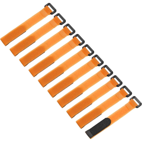BDKWID-10 Pcs Reusable Battery Tie Down Straps, 0.8" x 8" Nylon Multipurpose Battery Hold Down Adjustable Cinch Strap Hook Loop Fastening Tie for Quadcopters FPV RC Drone Boat Car, Orange