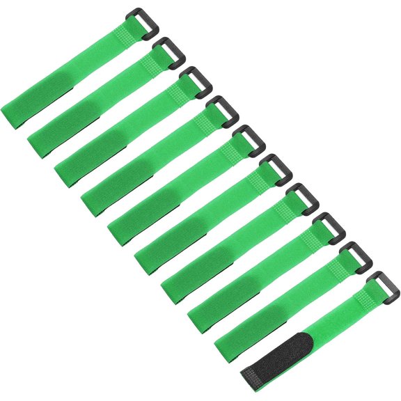BDKWID-10 Pcs Reusable Battery Tie Down Straps, 0.8" x 8" Nylon Multipurpose Battery Hold Down Adjustable Cinch Strap Hook Loop Fastening Tie for Quadcopters FPV RC Drone Boat Car, Green