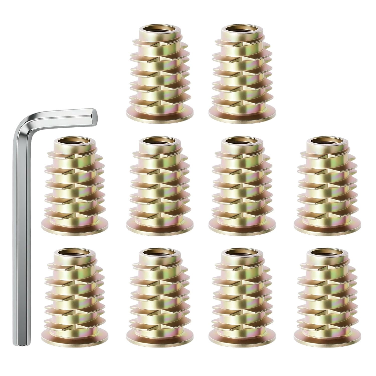 BDKWID-10 Pcs Threaded Inserts M8*18 Thread Insert Nuts, Zinc Alloy Hex ...