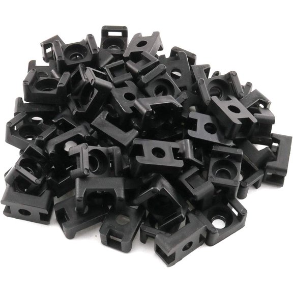 BDKWID-100-Pack Black 4.5mm Width Cable Tie Saddle Type Mount Base Wires Holder Plastic Cord Management
