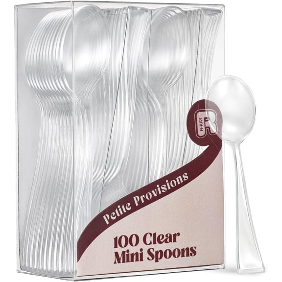 BDKWID-100 Pack Clear Small Spoons - 4 Inch Clear Mini Spoons For Dessert, Ice Cream, Tastings, Cocktails, BPA Free Dessert Spoons