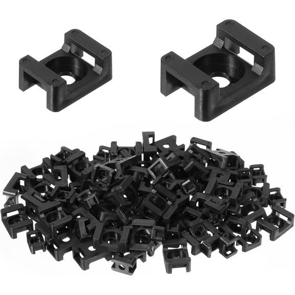 BDKWID-100 Pcs Cable Tie Mounting, Cable Tie Saddle Base Wire Holders 2 Size Cables Management Clips 4&5 mm Screw Hole Black Zip Ties Mounting Saddle Type for Securing Cables Wires Cords