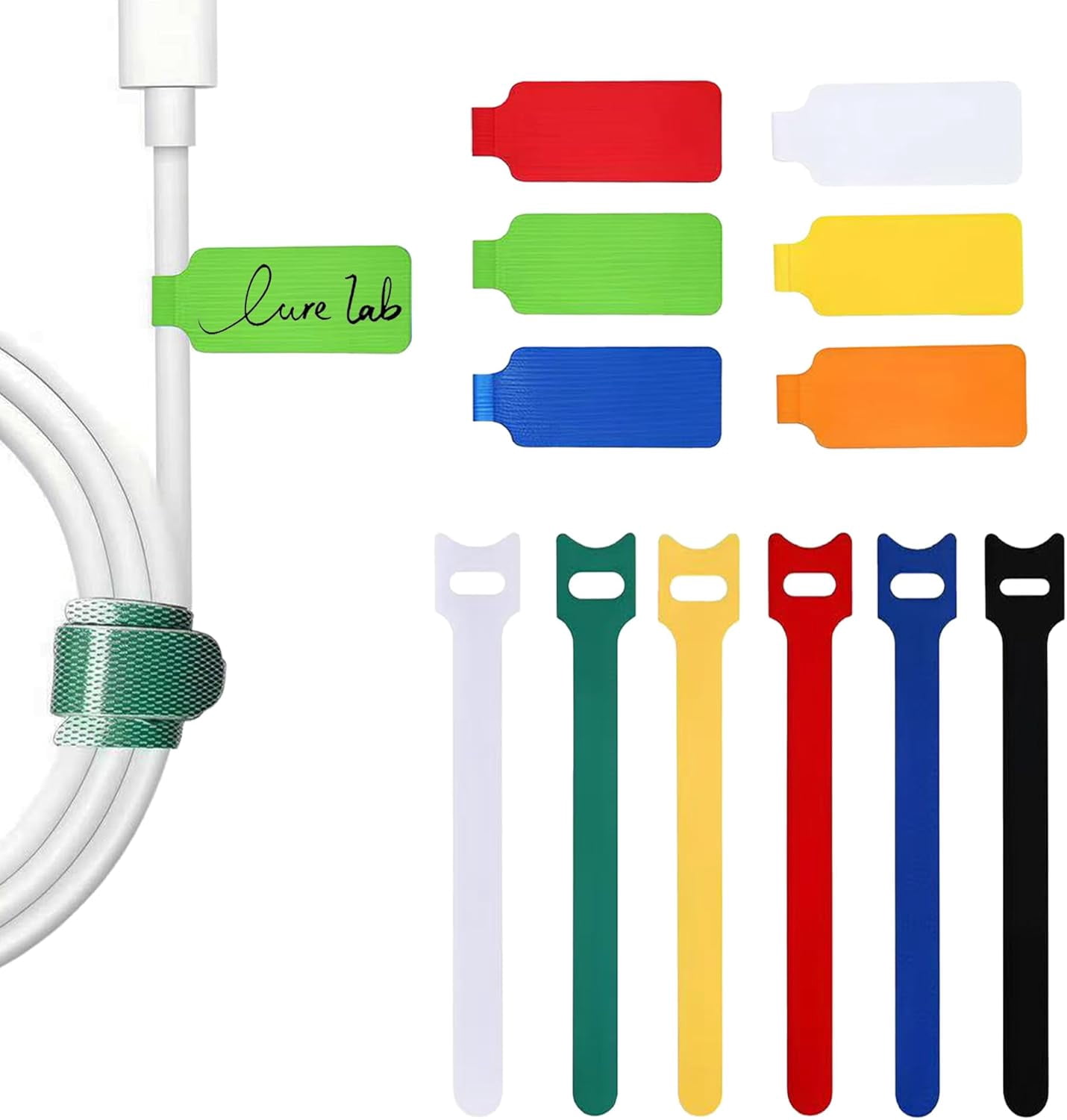 BDKWID-100 Pcs Multicolor Write On Cable Labels & Reusable Fastening ...