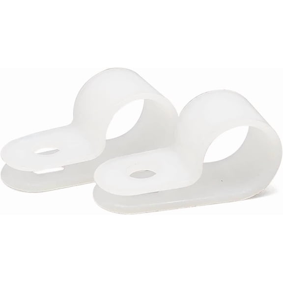 BDKWID-100 Pcs White Nylon R-Type Cable Clamps, 3/4 Inch Cable Organizer Assortment Kit for Wire Management