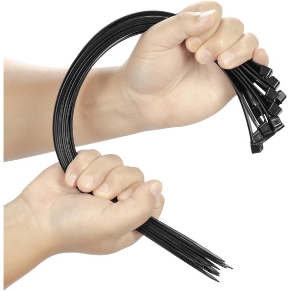 BDKWID-100PCS 16 inch Cable Zip Ties Heavy Duty 175lbs Tensile Strength Nylon Long Wire Ties Self-Locking Durable Plastic Tie Wraps for Indoor and Outdoor UV Resistant(Black)