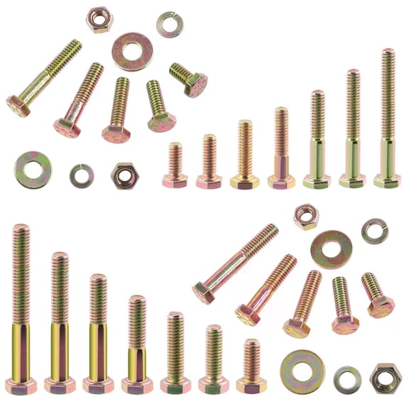 BDKWID-100Pcs 1/4"-20 x 1 Hex Cap Bolts and Hex Nuts with Flat Washers Lock Washers Assortment Kit, Grade 8 Zinc Finish Steel Hex Head Screws Bolts Nuts Washers Kit, Coarse Thread