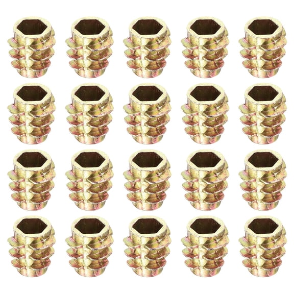 BDKWID-100Pcs Hex Threaded Inserts, M5-0.8x10 Zinc Alloy Hex-Flush Thread Insert, Furniture Threaded Insert Nuts, Hex Socket Drive Threaded Insert Bolt for Wood Furniture Assortment