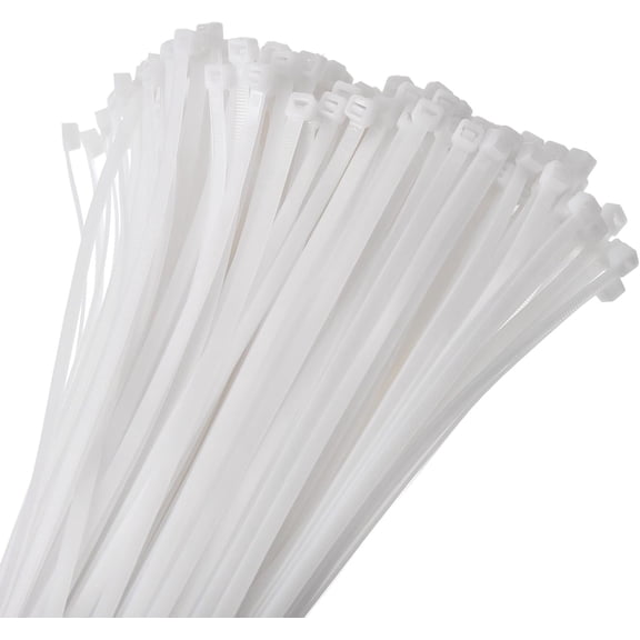 BDKWID-100pcs 12 Inch 110 Lbs Cable Zip Ties Self-Locking Long Nylon Cable Tie Wraps 0.2" for Cord Management, White