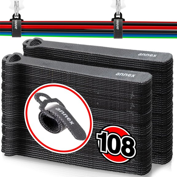 BDKWID-108pcs Cable Ties Reusable: Straps Tidy up Cluttered Cables, No More Mess, Long-lasting, Firmly Sticking, Multi-purpose, Adjustable Hook and Loop Wire Organizers for Home and Office