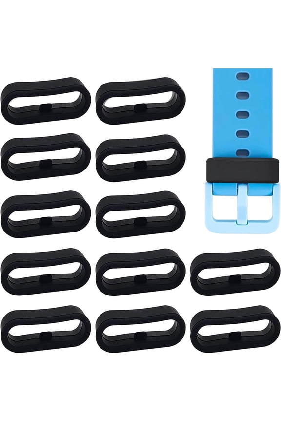 -12 Pack 20mm Silicone Watch Strap Loops, Watch Band Secure Holder Loops Keeper Fastener Rings Replacement for Smartwatch Accessories