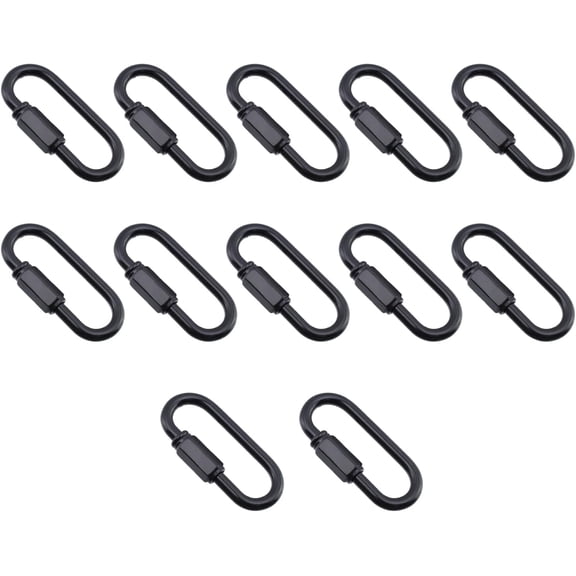 BDKWID-12 Pcs Black M4 Quick Link Chain Connector Small Locking Carabiner Clips for Chain Links Swings, 1.73"/44mm