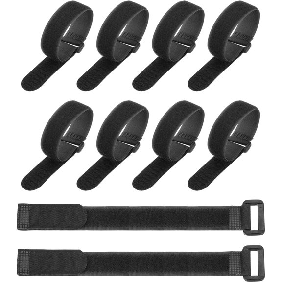 BDKWID-12 x 0.98 Inch Reusable Cable Ties 10 Pcs Adjustable Hook and Loop Straps Cord Management Wire Wrap Cord Ties Organizer for Home Office Cables, Black