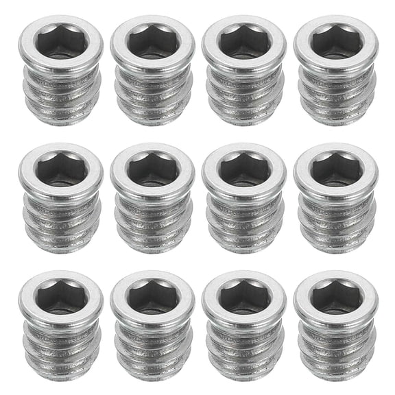 BDKWID-12Pcs Threaded Inserts Nuts, M6x12mm Hex Socket Drive Nut Inserts for Wood - 304 Stainless Steel Screws Furniture Screw in Nuts Bolt Fastener Connector Wood