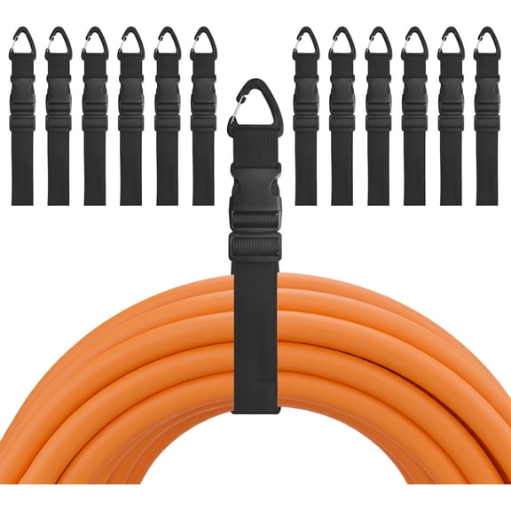 BDKWID-13PCS Heavy Duty Extension Cord Holder Organizer, 17.72IN Adjustable Storage Straps with Triangle Clips, 50lbs Capacity Hanger for Garage Organization, Workshop, RV&Garden Hose Management(1IN*