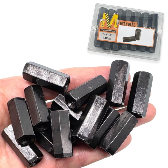BDKWID-14Pcs Black 5/16"-18 Hex Coupling Nut, Threaded Rods Nuts Black Zinc Plating Extended Hexagon Rod Coupling Nuts, Threaded Connectors for Full All Threaded Rod, Eyebolts,Wedge Anchor,Chain Link