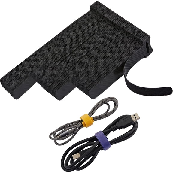 BDKWID-150 PCS Reusable Cable Ties with Hook and Loop, Multi-purpose Adjustable Cable Management Wire Ties Cable Straps for Organizing Home, Office and Data Centers (Black, 4"-6"-8")