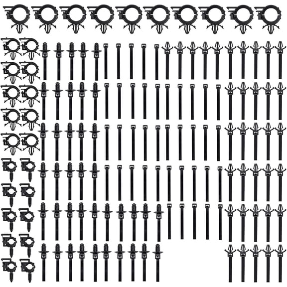 BDKWID-150 Pcs Car Wire Loom Routing Clips, Push Mount Cable Zip Tie, Auto Push Retainer Clip, Heavy Duty Nylon Push Pin, 3 Different Size Push Mount Cable Ties, Replace GM 12040984