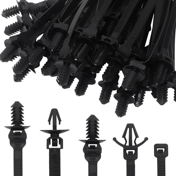 BDKWID-160pcs Push Mount Wire Ties, Snap in Zip Tie Automotive Clips Nylon Wire Harness Clips 5 Types of Cable Ties for Engine Bay Zip Tie Kit
