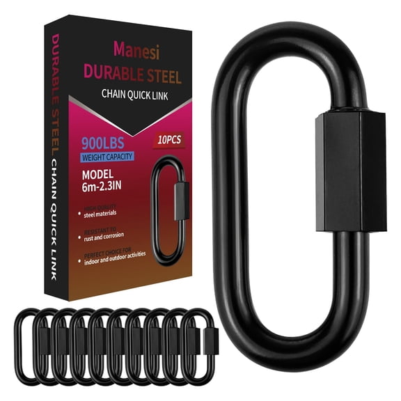 BDKWID-2.3" Chain Quick Links, 10 Pcs 1/4" Marine Grade Screw Chain Links, Large Opening Chain Connector Chain Coupler, 900 Lbs Capacity