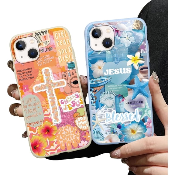 BDKWID-2 Pack Aesthetics Jesus Collage Phone Cases for iPhone 13 mini Case Shockproof Soft Protective for Women Girls Phone Cover Funda for iPhone 13 mini 5.4 Inch