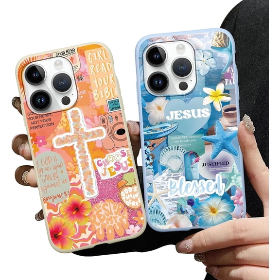 BDKWID-2 Pack Aesthetics Jesus Collage Phone Cases for iPhone 14 Pro Case Shockproof Soft Protective for Women Girls Phone Cover Funda for iPhone 14 Pro 6.1 Inch