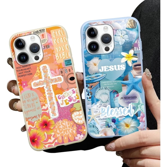 BDKWID-2 Pack Aesthetics Jesus Collage Phone Cases for iPhone 14 Pro Max Case Shockproof Soft Protective for Women Girls Phone Cover Funda for iPhone 14 Pro Max 6.7 Inch