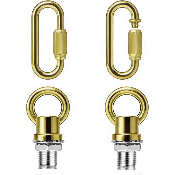 BDKWID-2 Set 1/8 Inch Lighting Loops with Link Buckle Connectors for Ceiling Pendant Chandelier Chain Extension, Chain Links and Eye Nuts for Light Fixtures (Gold)