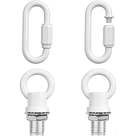 BDKWID-2 Set 1/8 Inch Lighting Loops with Link Buckle Connectors for Ceiling Pendant Chandelier Chain Extension, Chain Links and Eye Nuts for Light Fixtures (White)