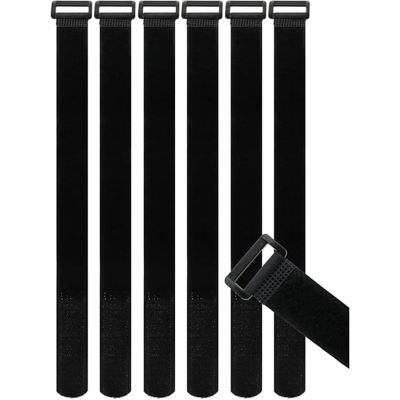 BDKWID-20 Pack 1"x 12" Hook and Loop Reusable Fastening Cable Tie Down Straps, Adjustable Multi-Purpose Durable Functional Hook Loop Securing Straps with plastic D-ring buckle Buckle