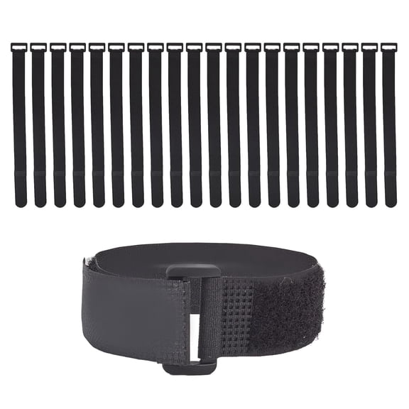 BDKWID-20 Pack 12 x 1 Inch Reusable Fastening Cable Ties and Cable Straps, Adjustable Multi-Purpose Hook and Loop Straps, Nylon Cable Ties Organizer Fastener Management Wire Strap