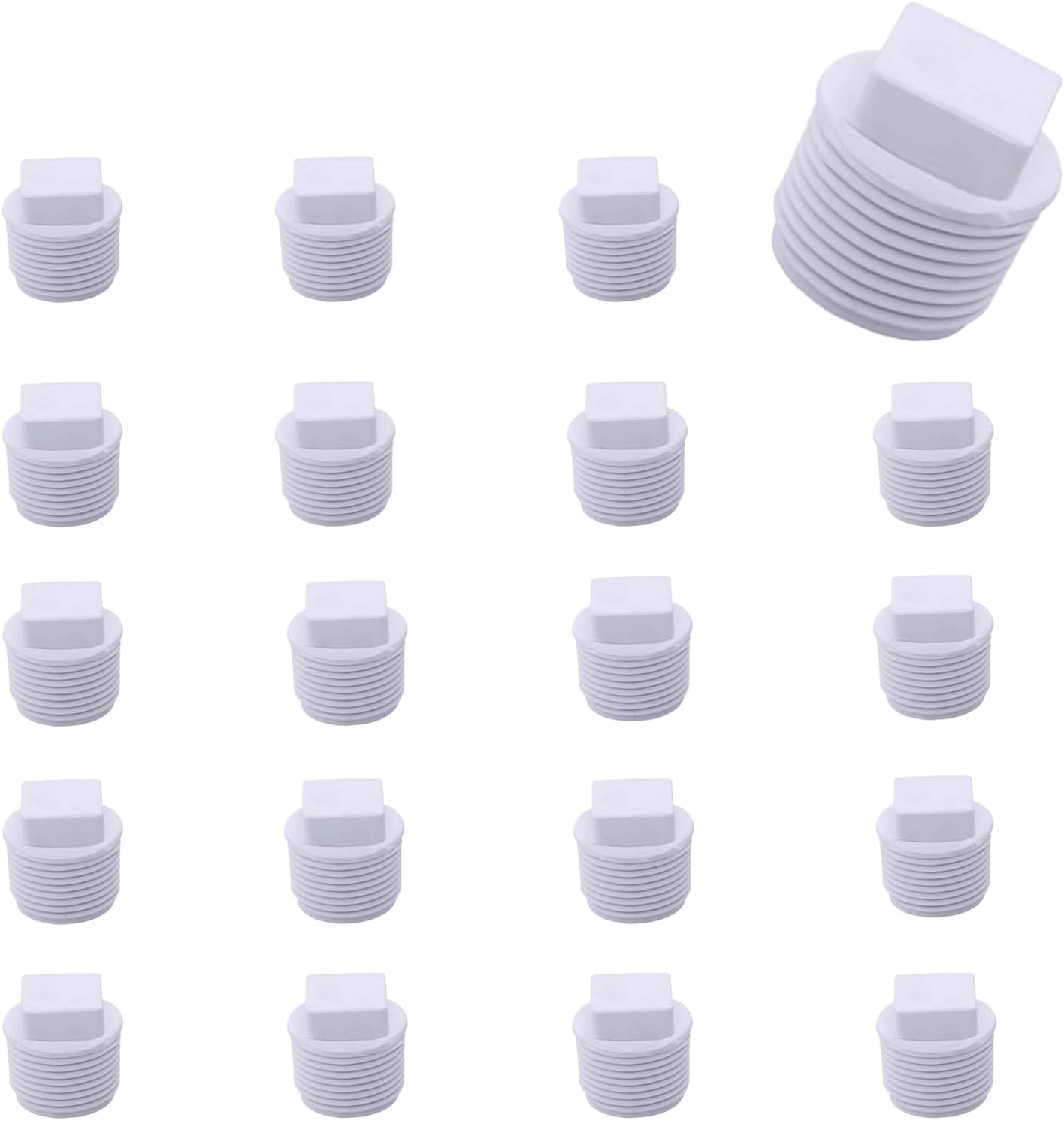 BDKWID-20 Pack 3/4 Inch PVC Pipe Male Thread Plug, Threaded Pipe End ...