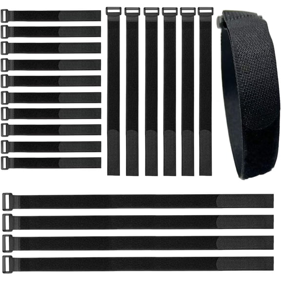 BDKWID-20 Pack(8"-12"-16") Reusable Fastening Cable Ties and Cable Straps,Adjustable Multi-Purpose Hook and Loop Straps Nylon Cable Ties Organizer Fastener Management Wire Straps
